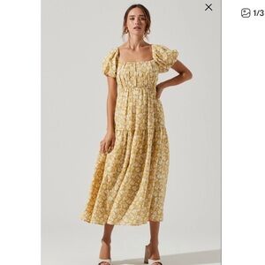 Astr Yellow Floral Midi Dress